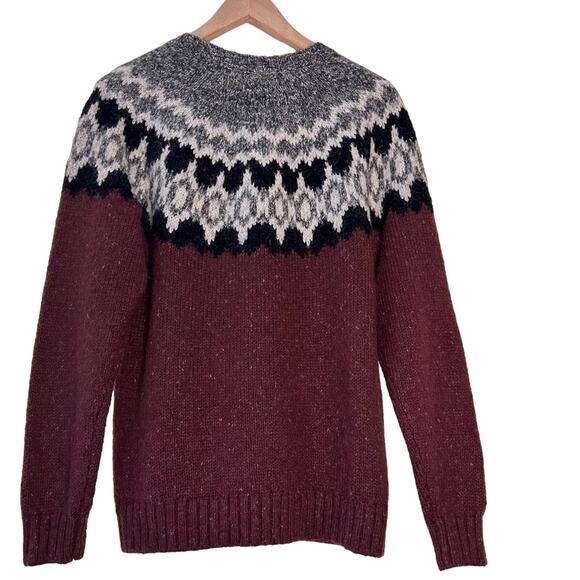Abercrombie & Fitch Sweater‎ Pullover Maroon Gray Pattern Womens Large - Picture 2 of 9